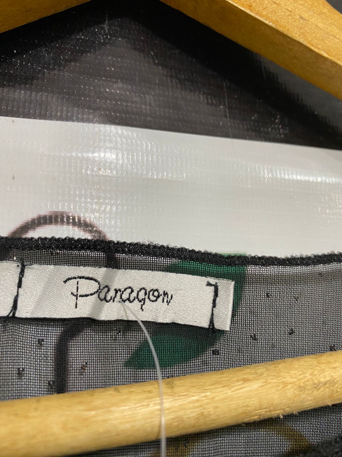 PARAQON |S| BUST 14| A29| BLACK SHEER GLITTER MESH ASYMMETRIC TIE-SIDE TOP
