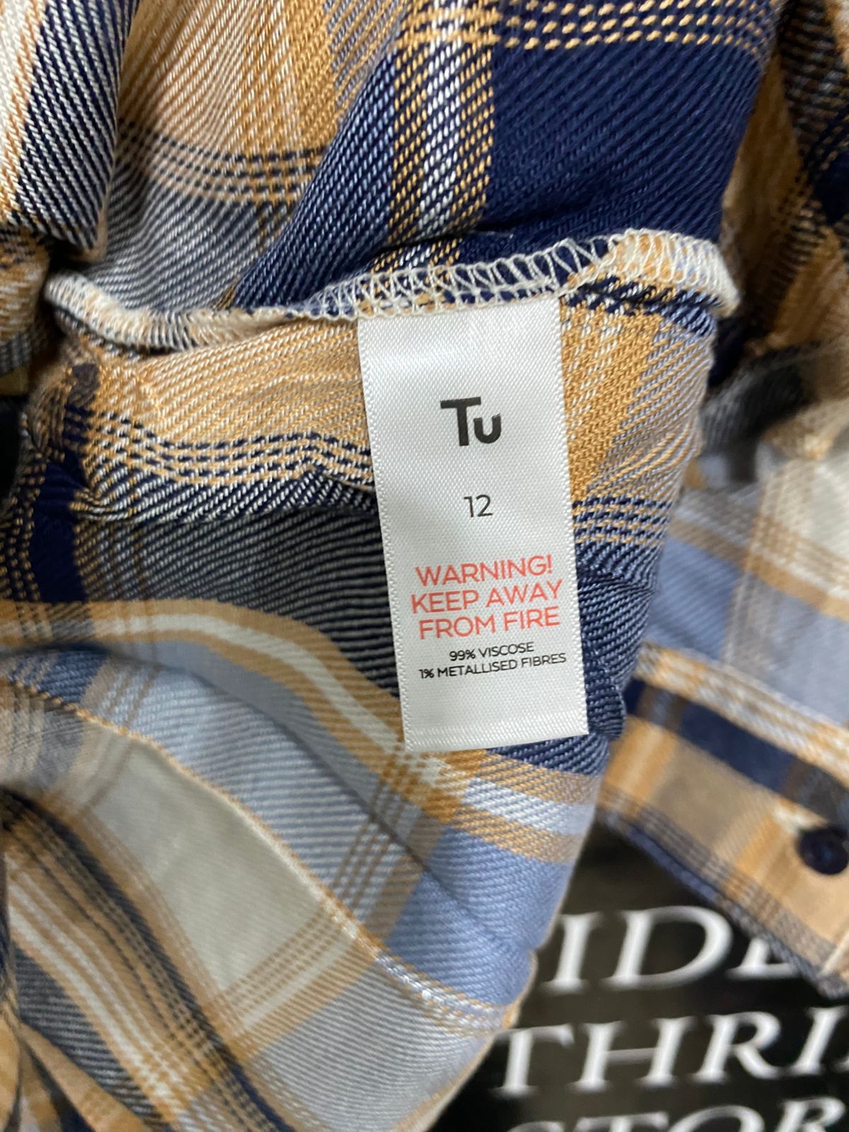 TU WOMAN |M| BUST 19| A29| BLUE, BROWN & WHITE PLAID TARTAN LONG-SLEEVE SHIRT / TUNIC
