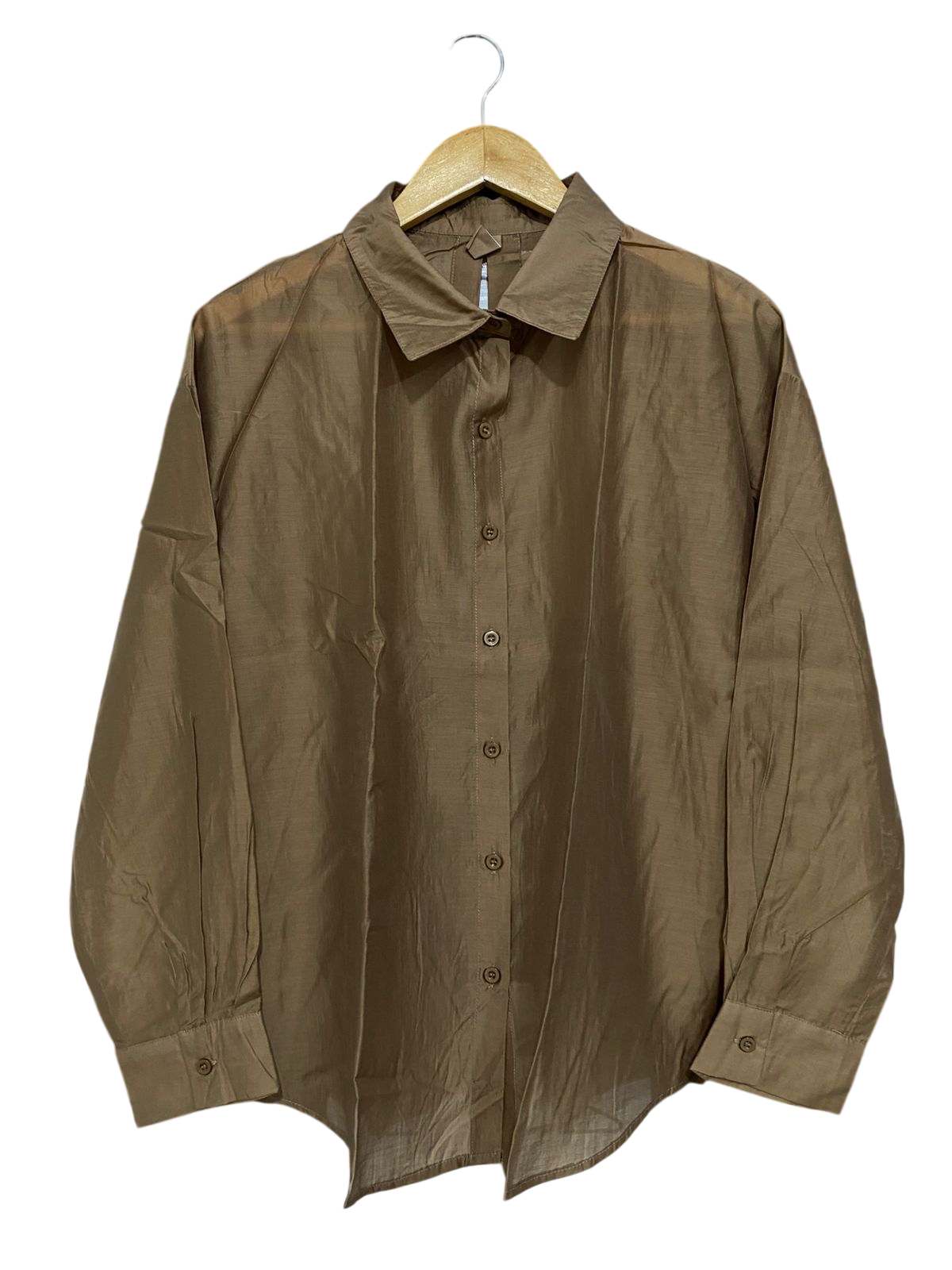 DAZY LESS |M| BUST 22| A30| BROWN OVERSIZED BUTTON-DOWN SHIRT