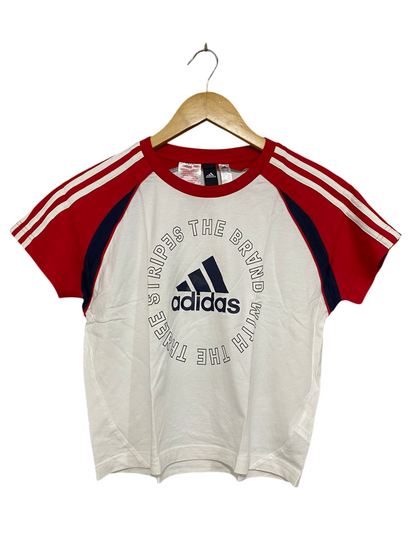 ADIDAS |M| BUST 17| A30| WHITE, RED & BLUE RAGLAN THREE-STRIPES TEE