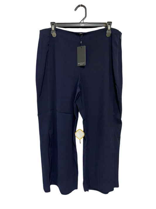 BASQUE |XL| WAIST 33| A30| PETITE NAVY BLUE HIGH-WAISTED FRONT-SLIT TROUSERS