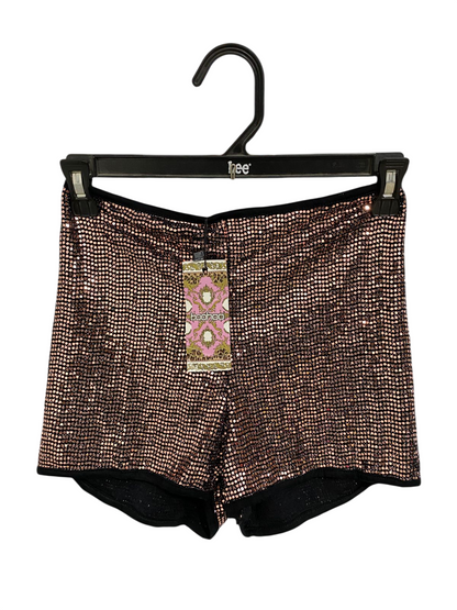 BOOHOO |S| WAIST 24| A30| ROSE GOLD SEQUIN SPARKLE HOT SHORTS