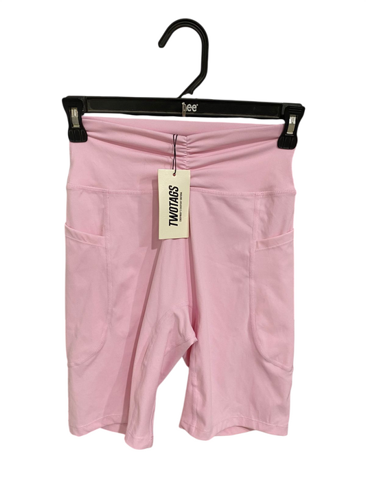 TWOTAGS |M| WAIST 22| A30| LIGHT PINK HIGH-WAISTED POCKET ATHLETIC BIKER SHORTS