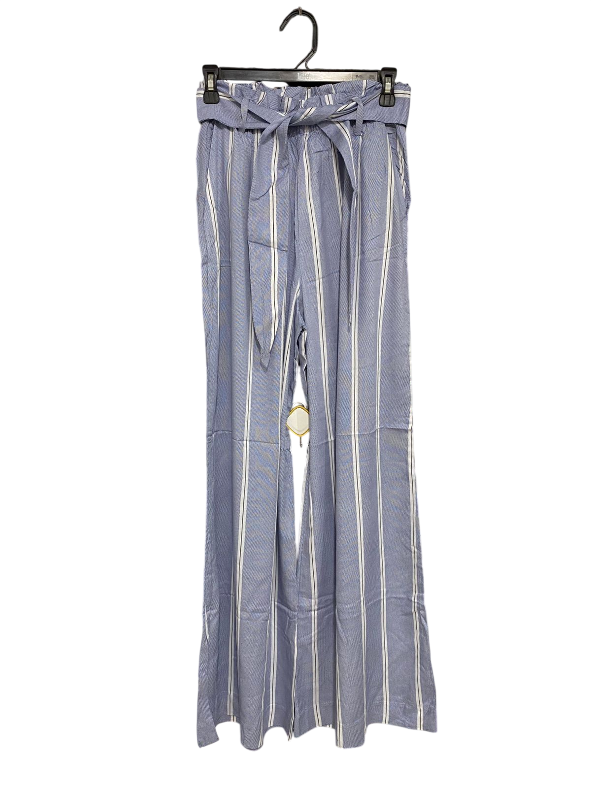 H&M |S| WIAST 26| A30| BLUE & WHITE STRIPED PAPERBAG WAIST WIDE-LEG PANTS