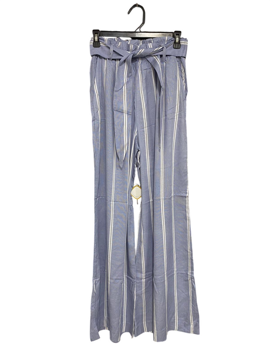 H&M |S| WIAST 26| A30| BLUE & WHITE STRIPED PAPERBAG WAIST WIDE-LEG PANTS
