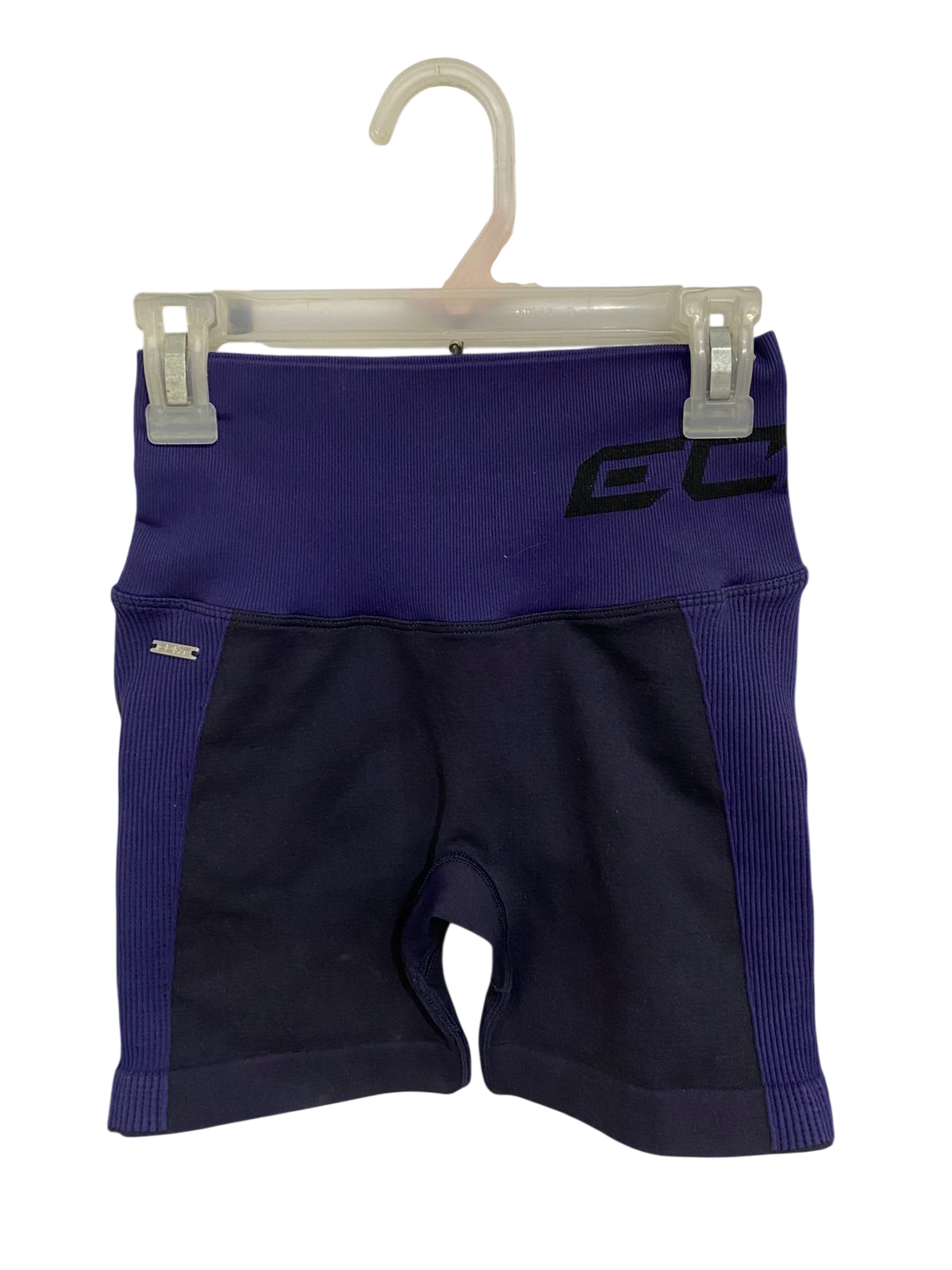 ECHT |XXS| WAIST 20| A30| PURPLE & NAVY BLUE SEAMLESS HIGH-WAISTED RIBBED ACTIVE SHORTS