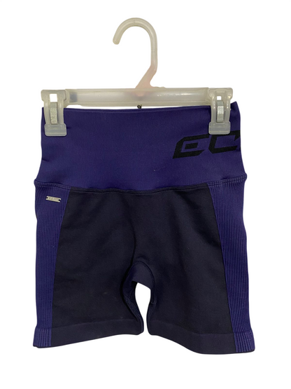 ECHT |XXS| WAIST 20| A30| PURPLE & NAVY BLUE SEAMLESS HIGH-WAISTED RIBBED ACTIVE SHORTS