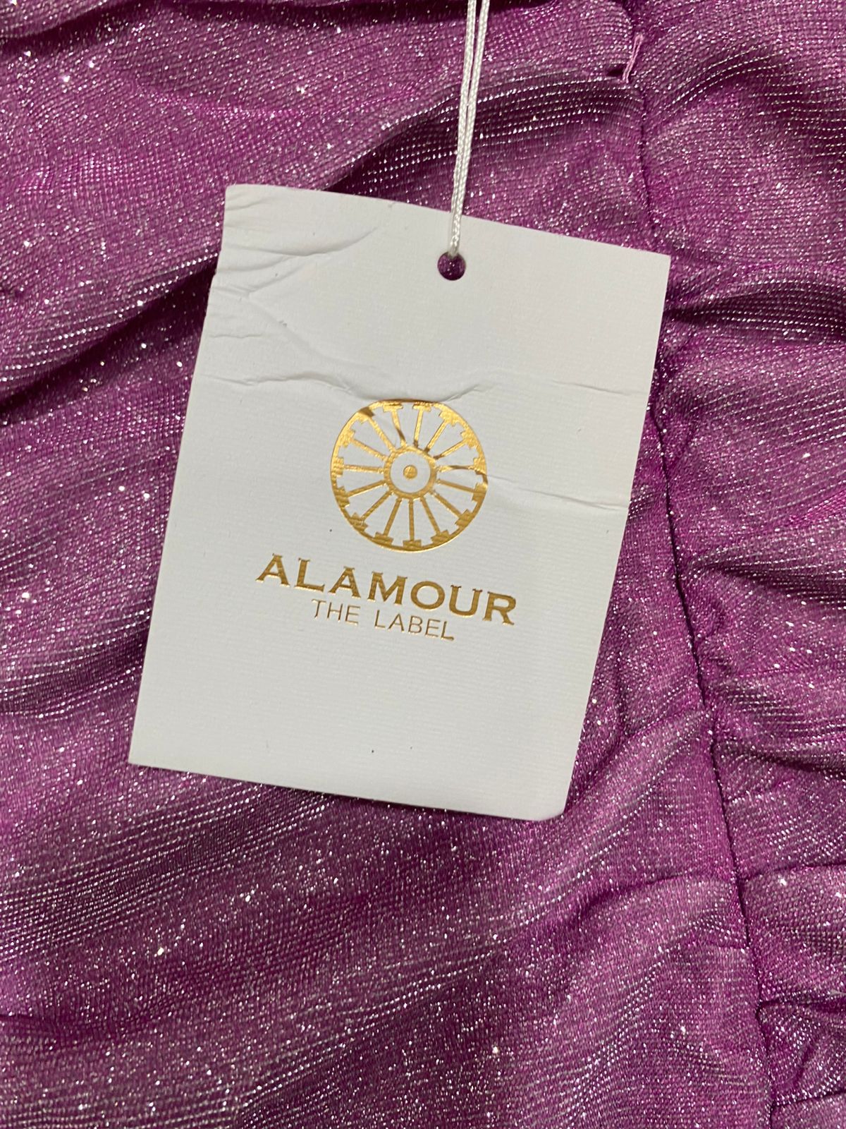 ALAMOUR |S| BUST 15| A31| PINK GLITTER SHIMMER RUCHED BODYCON SLIP DRESS