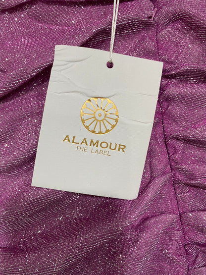 ALAMOUR |S| BUST 15| A31| PINK GLITTER SHIMMER RUCHED BODYCON SLIP DRESS