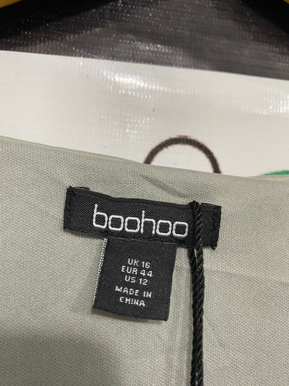BOOHOO |XL| BUST 23| A31| SAGE & SILVER SEQUIN V-NECK LONG-SLEEVE MIDI DRESS
