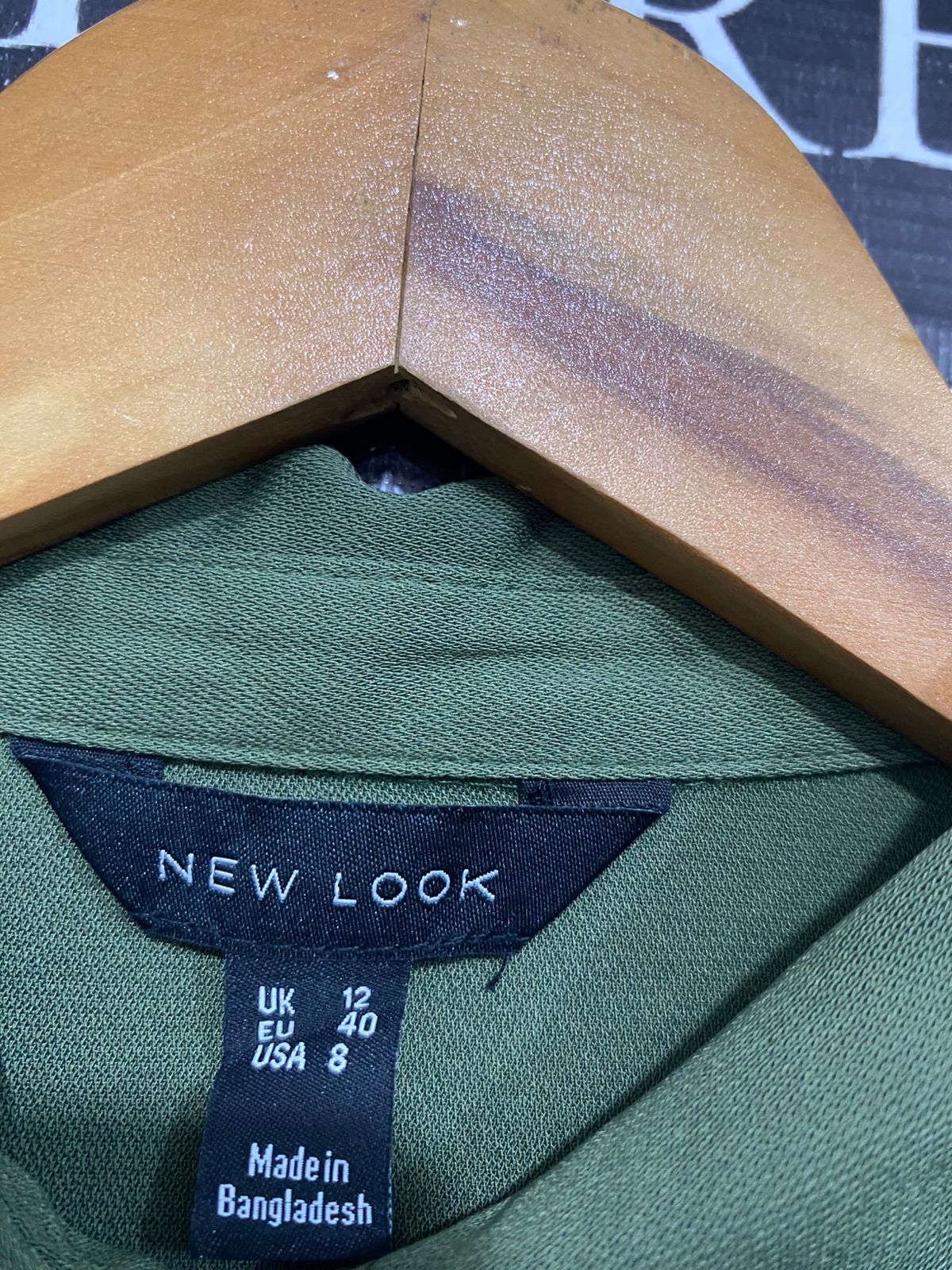 NEW LOOK |M| BUST 18| A31| OLIVE GREEN COLLARED TIE-WAIST LONG-SLEEVE SHIRT DRESS