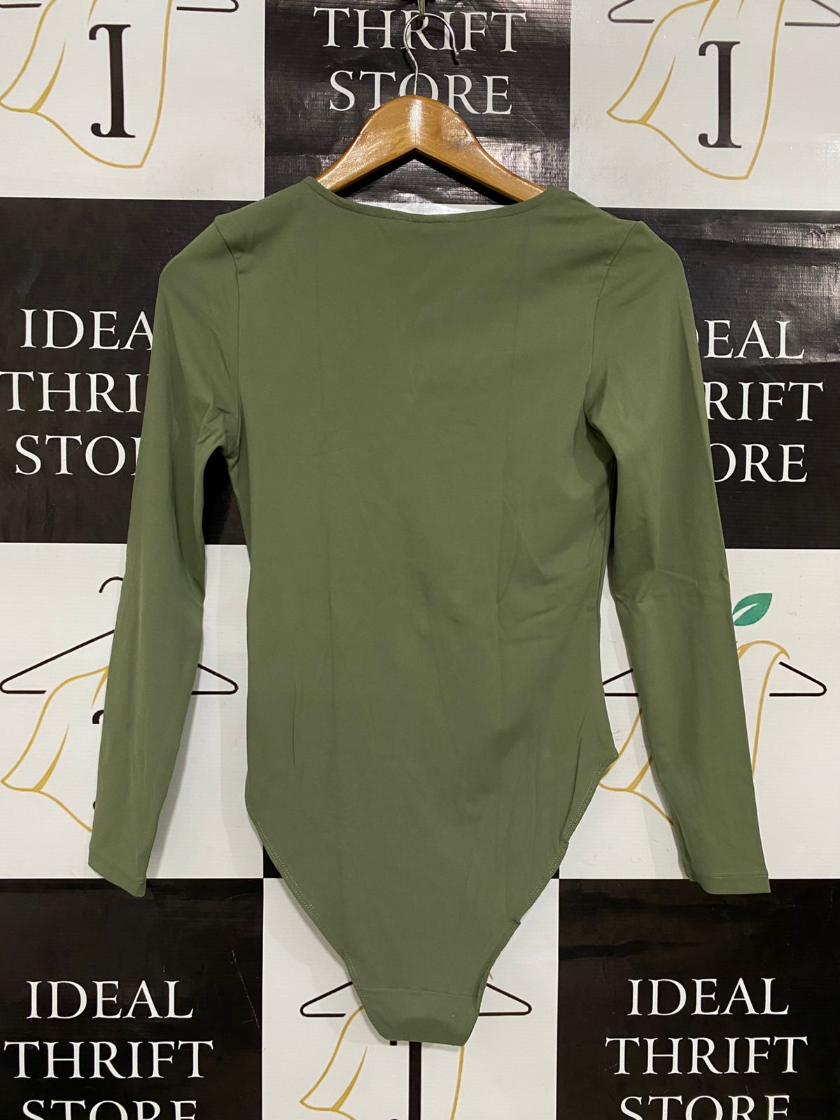 ANKO |XS| BUST 13| A30| OLIVE GREEN V-NECK LONG-SLEEVE BODYSUIT