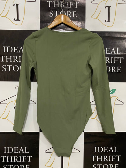 ANKO |XS| BUST 13| A30| OLIVE GREEN V-NECK LONG-SLEEVE BODYSUIT