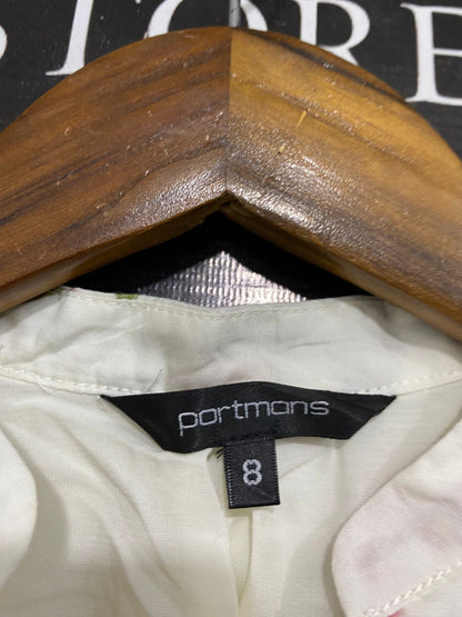 PORTMANS |S| BUST 18| A30| WHITE & MULTICOLOR FLORAL V-NECK LONG-SLEEVE BLOUSE