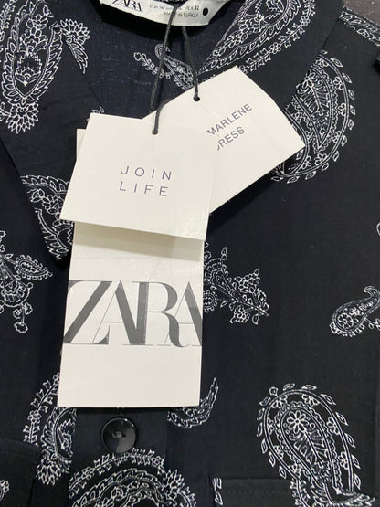 ZARA |XL| BUST 21| A30| BLACK & WHITE PAISLEY PRINT BUTTON-DOWN UTILITY MAXI DRESS