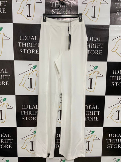FASHION NOVA |M| WAIST 26| A30| WHITE HIGH-WAISTED FRONT-SLIT PANTS