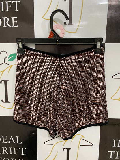 BOOHOO |S| WAIST 24| A30| ROSE GOLD SEQUIN SPARKLE HOT SHORTS