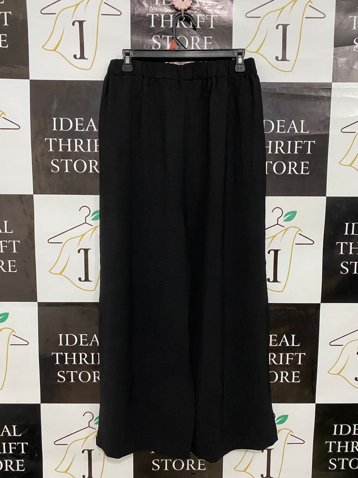 VINE APPAREL |M| WAIST 28| A30| BLACK DRAWSTRING ELASTIC-WAIST WIDE-LEG LOUNGE PANTS