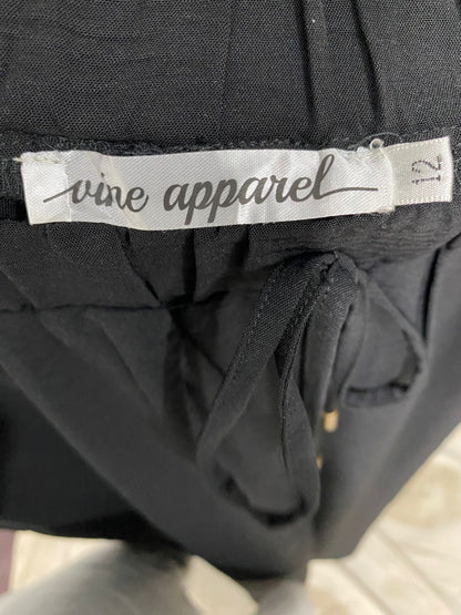 VINE APPAREL |M| WAIST 28| A30| BLACK DRAWSTRING ELASTIC-WAIST WIDE-LEG LOUNGE PANTS