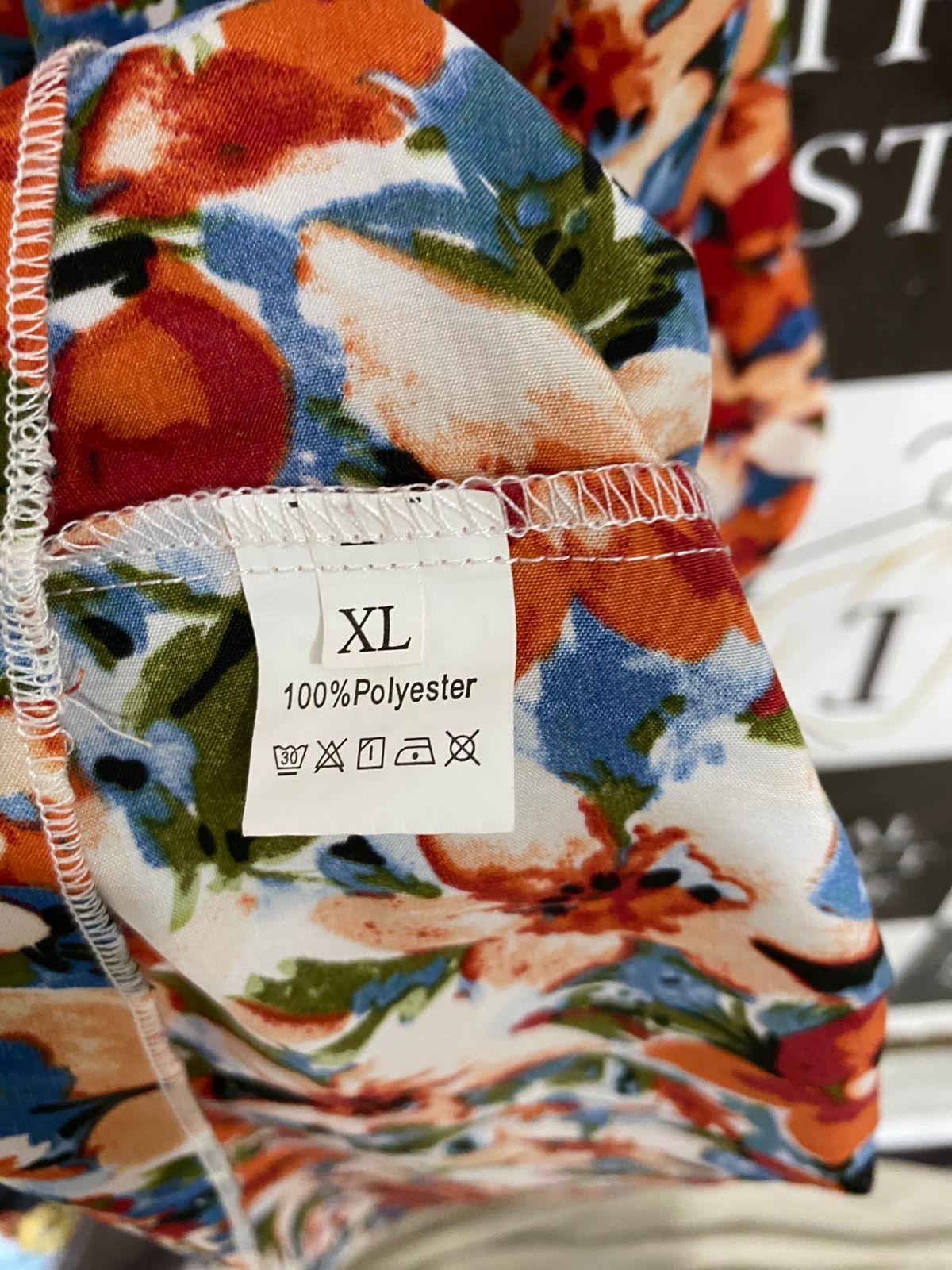 |XL| BUST 16| A30| VIBRANT ORANGE & BLUE FLORAL SMOCKED SQUARE-NECK MIDI DRESS