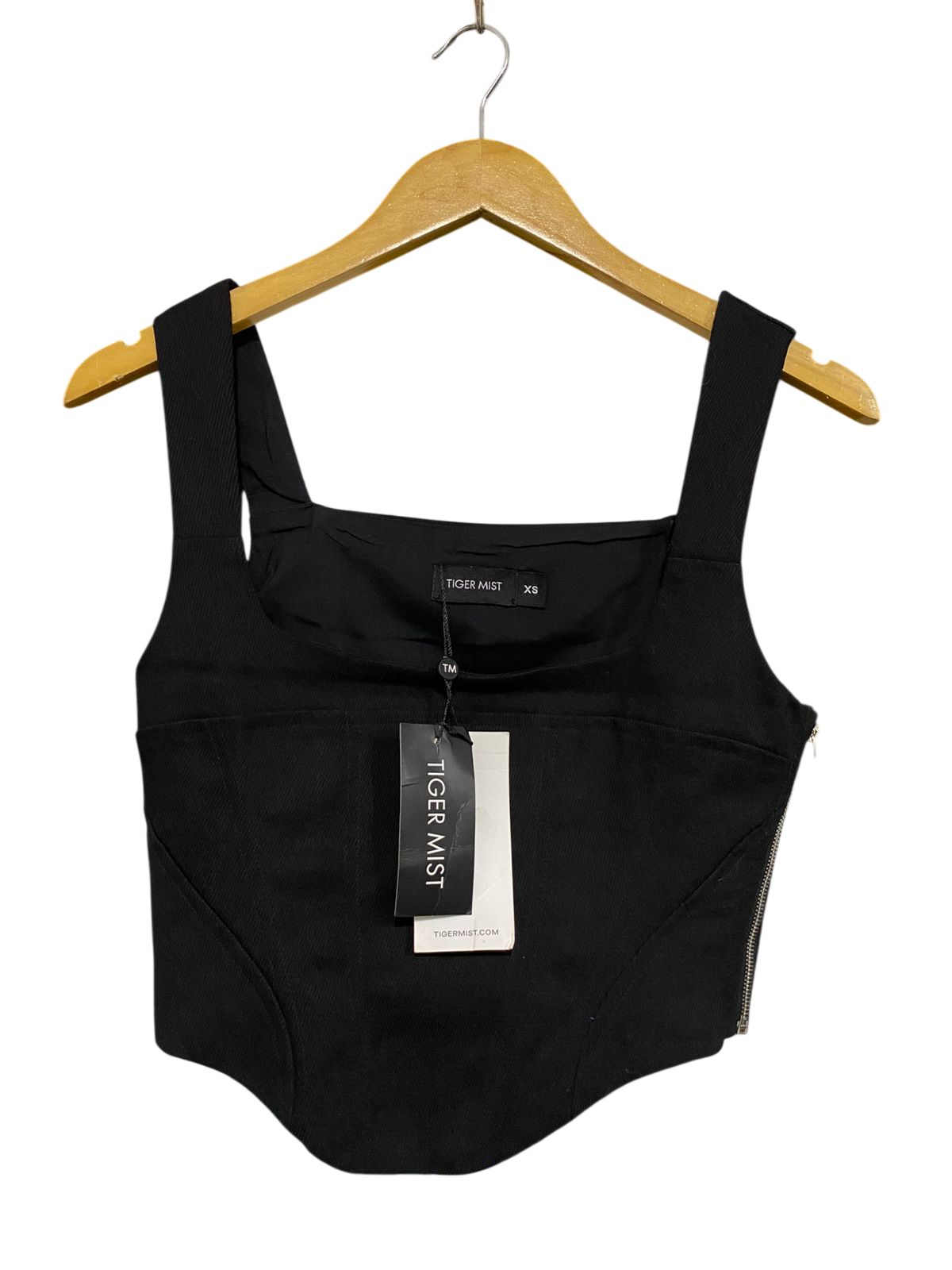 TIGER MIST |XS| BUST 14| A31| BLACK SQUARE NECK CORSET CROP TOP