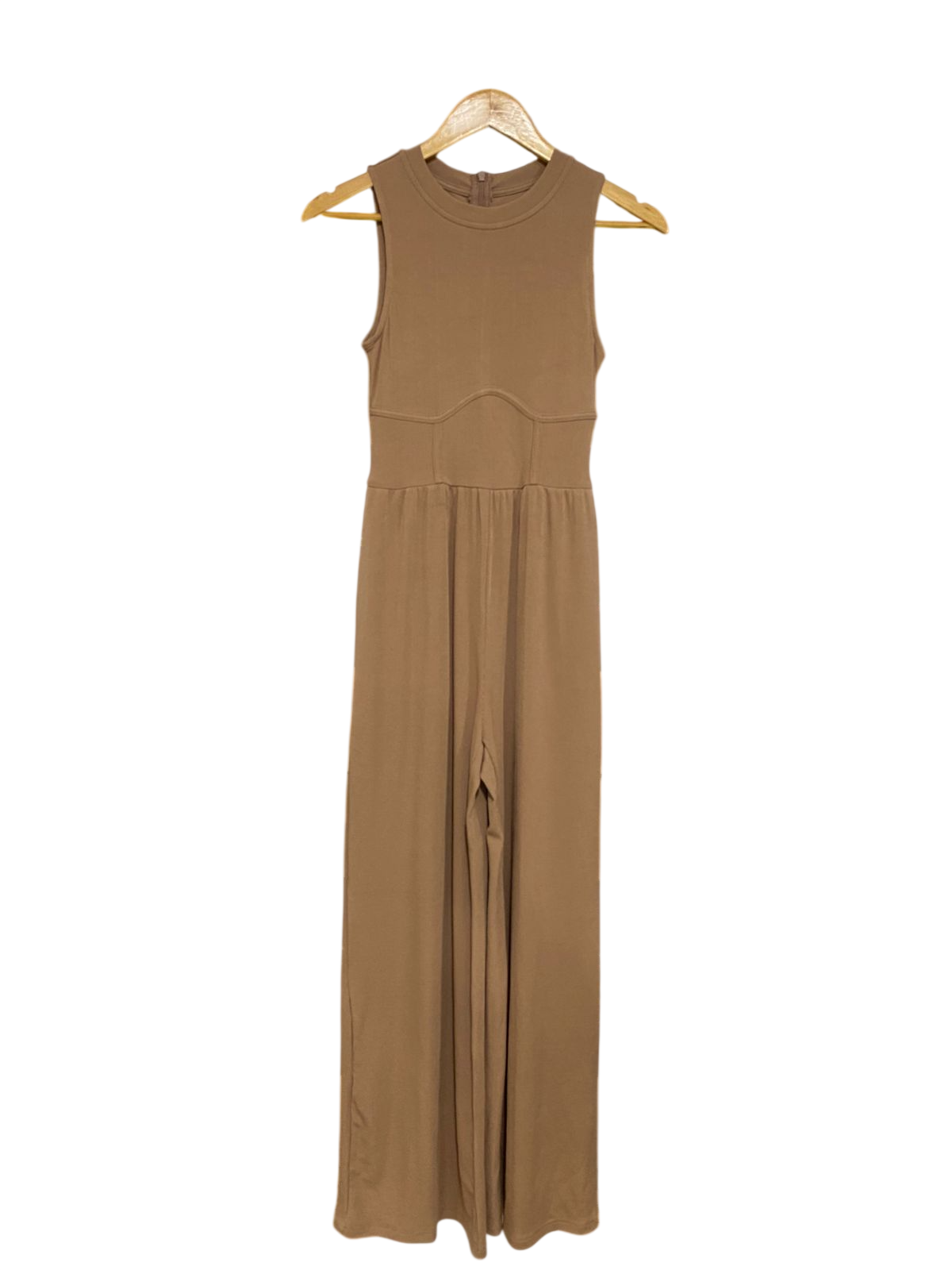 CIDER |XS| BUST 13| A31| BROWN SLEEVELESS CORSET-STYLE WIDE-LEG JUMPSUIT