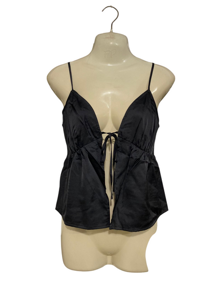 ANKO |S| BUST 15| A31| BLACK SATIN TIE-FRONT CAMI TOP
