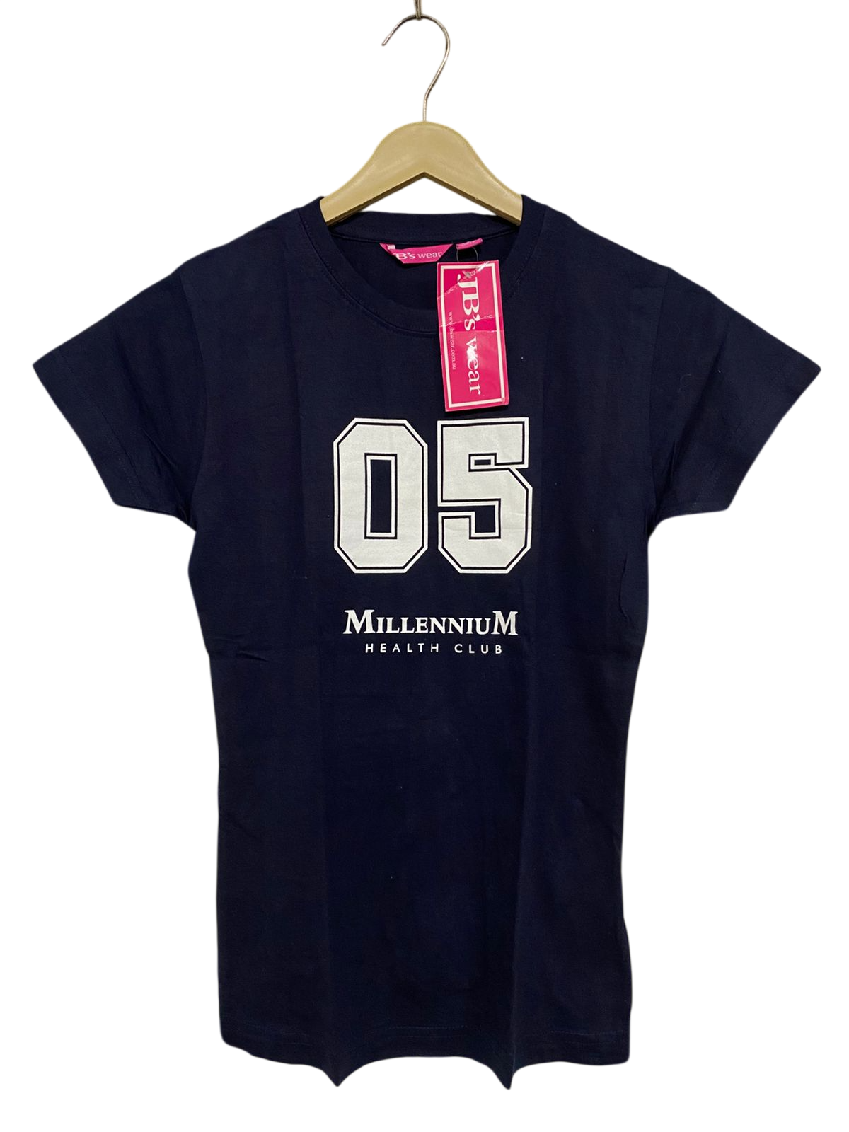 JBS WEAR |S| BUST 15| A31| NAVY BLUE "05 MILLENNIUM HEALTH CLUB" GRAPHIC T-SHIRT