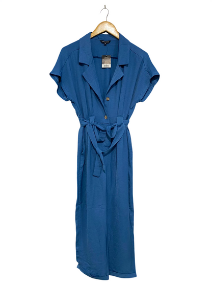 PEACOCKS |M| BUST FREE| A31| BLUE LAPEL COLLAR TIE-BELT JUMPSUIT