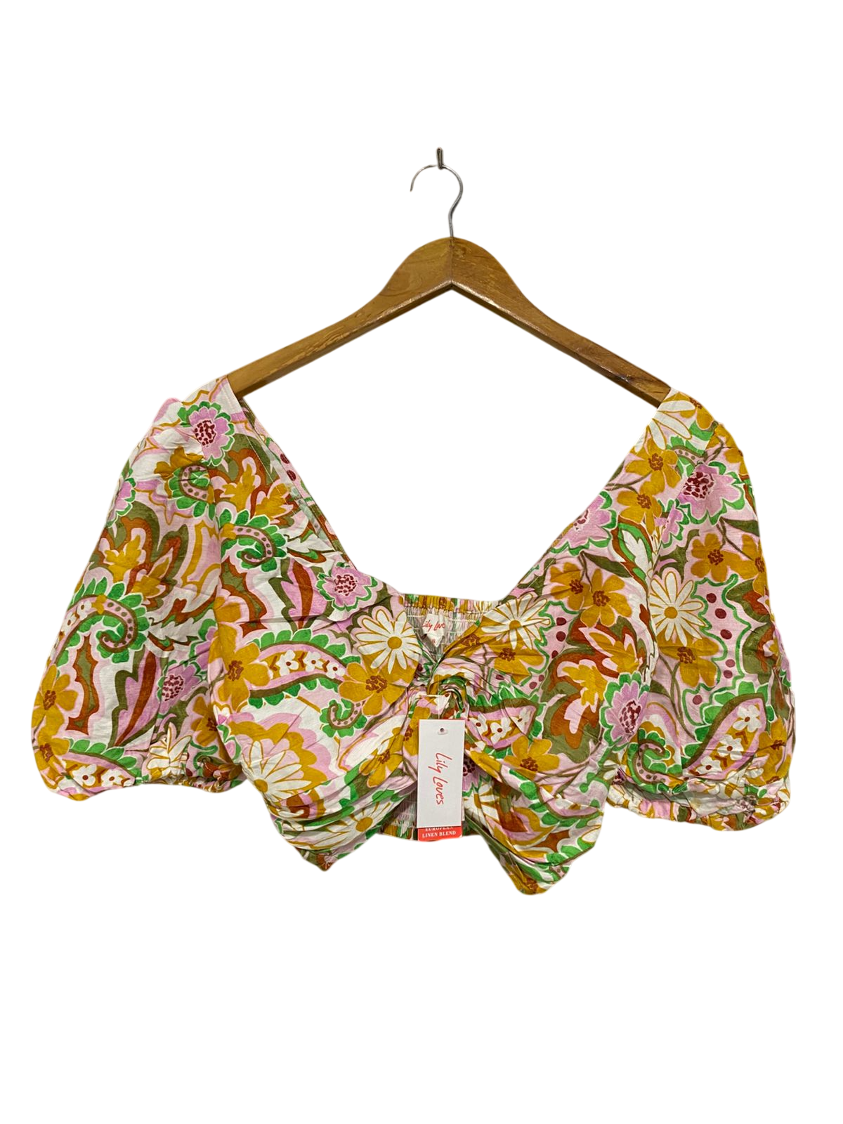LILY LOVES |S| BUST 13| A31| MULTICOLOR FLORAL & PAISLEY CROPPED BLOUSE