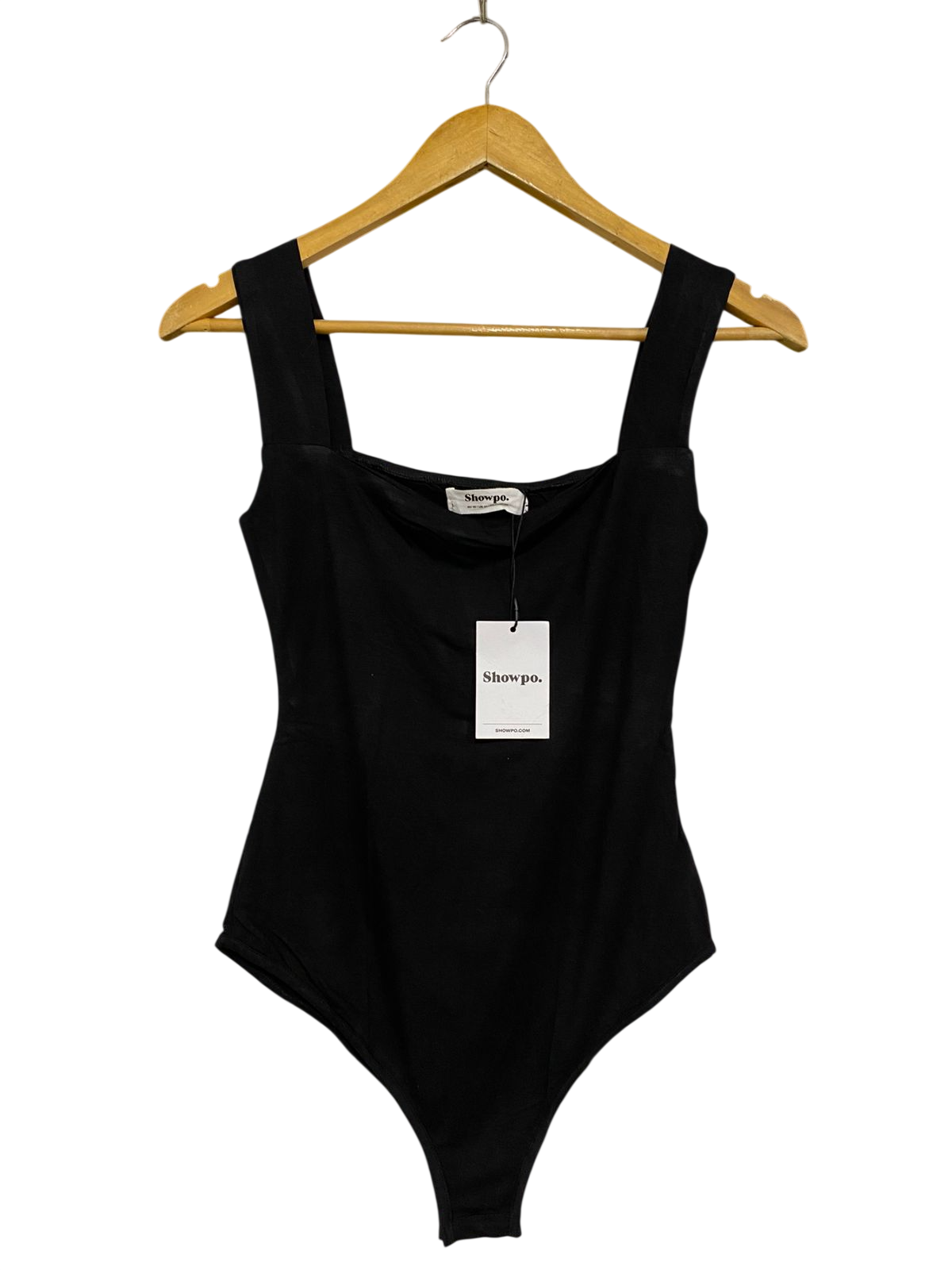 SHOW PO |S| BUST 13| A31| BLACK SQUARE NECK THONG BODYSUIT