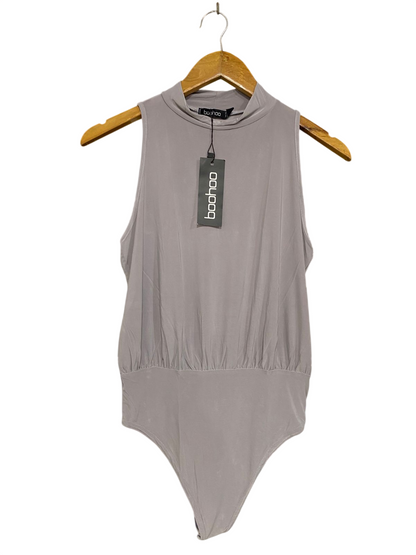 BOOHOO |S| BUST 15| A31| GREY MOCK NECK SLEEVELESS BODYSUIT