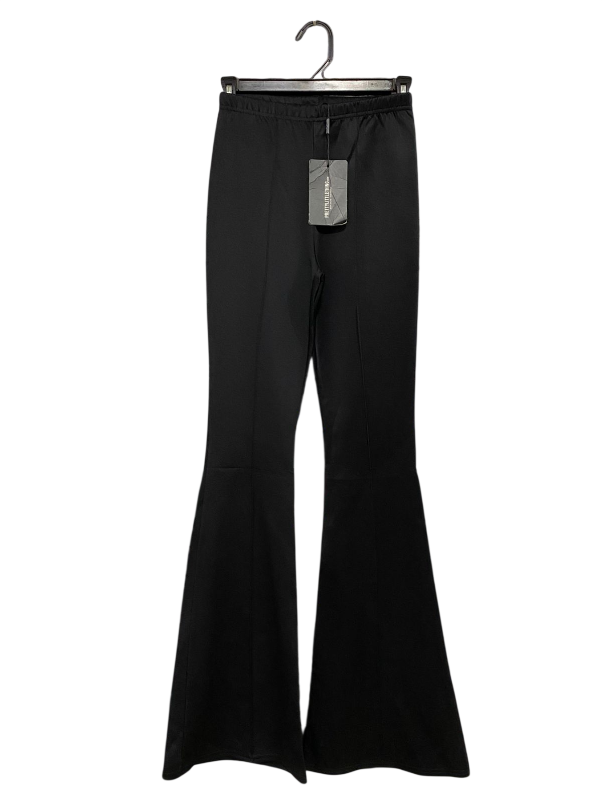 PRETTYLITTLE THING |XS| WAIST 20| A31| BLACK HIGH-WAISTED FLARED PANTS