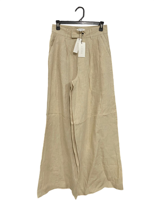 AERE |M| WAIST 27| A31| BEIGE LINEN-BLEND TAILORED WIDE-LEG TROUSERS