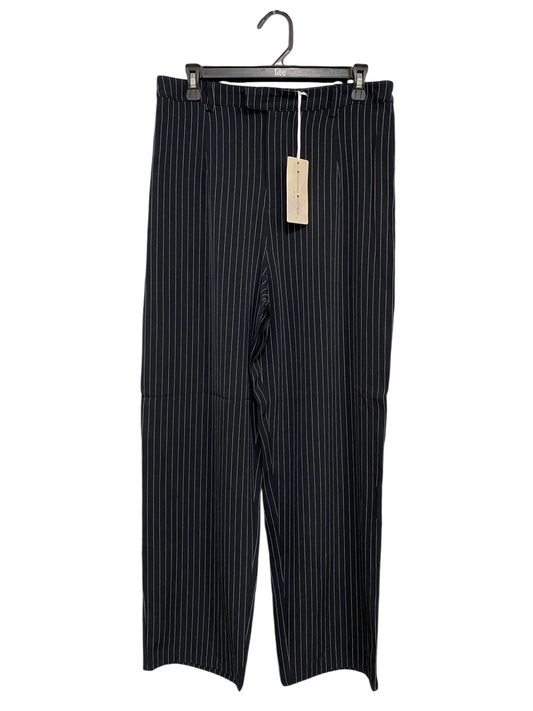 BEGINNING BOUTIQUE |XL| WAIST 32| A31| BLACK & WHITE PINSTRIPE TAILORED WIDE-LEG TROUSERS