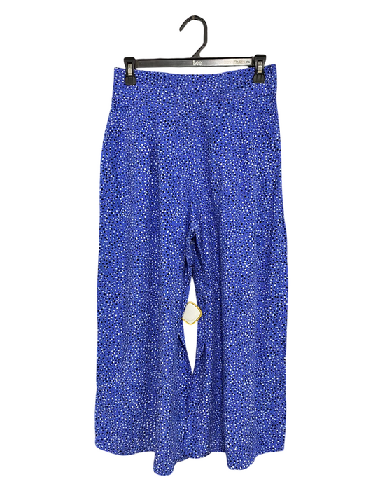 M&S |M| WAIST 28| A31| BLUE & WHITE POLKA DOT WIDE-LEG CULOTTES