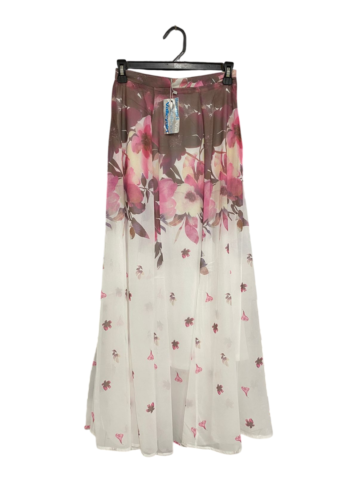 VALLEY GIRL |S| WAIST 24| A31| WHITE & PINK FLORAL OMBRE MAXI SKIRT