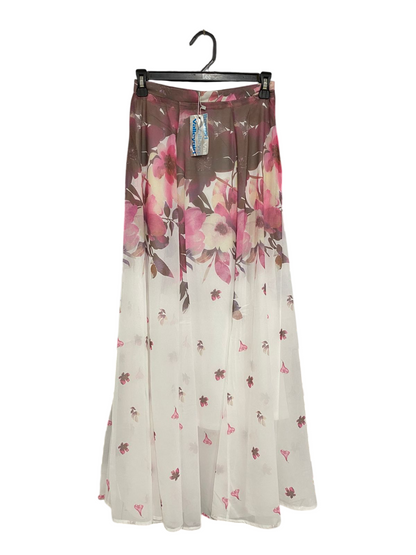 VALLEY GIRL |S| WAIST 24| A31| WHITE & PINK FLORAL OMBRE MAXI SKIRT