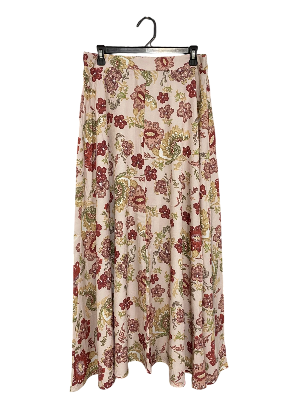 |L| WAIST 32| A31| BLUSH PINK VINTAGE FLORAL PRINT WIDE-LEG TROUSERS