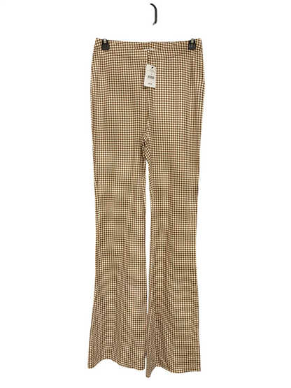 COTTON ON |S| WAIST 26| A32| BROWN & WHITE GINGHAM CHECK FLARE TROUSERS