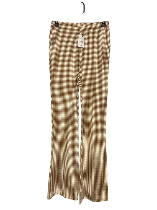 COTTON ON |S| WAIST 26| A32| BROWN & WHITE GINGHAM CHECK FLARE TROUSERS