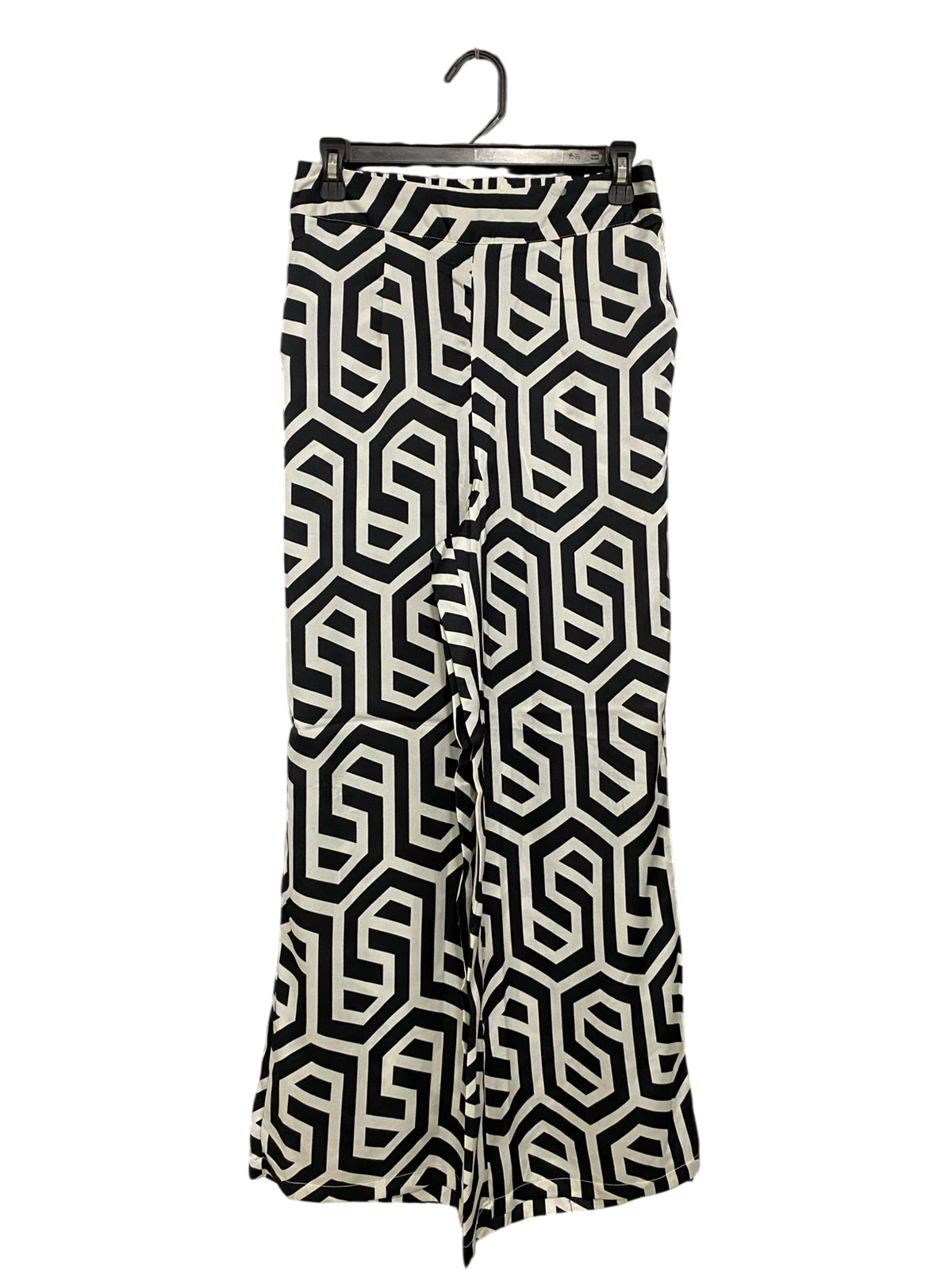FRIENDS LIKE THESE |XS| WAIST 24| A32| BLACK & WHITE GEOMETRIC PRINT WIDE-LEG TROUSERS