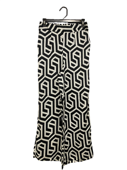 FRIENDS LIKE THESE |XS| WAIST 24| A32| BLACK & WHITE GEOMETRIC PRINT WIDE-LEG TROUSERS