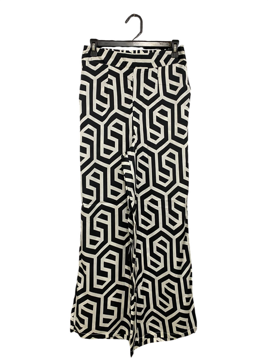 FRIENDS LIKE THESE |XS| WAIST 24| A32| BLACK & WHITE GEOMETRIC PRINT WIDE-LEG TROUSERS