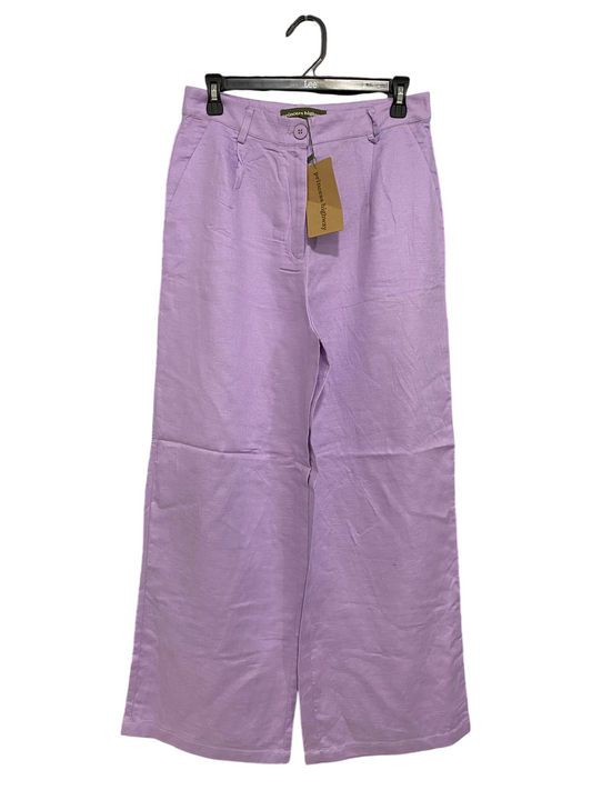 PRINCESS HIGHWAY |M| WAIST 28| A32| LAVENDER WIDE-LEG LINEN-BLEND TROUSERS