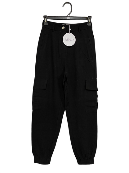 LUVALOT |XS| WAIST 24| A32| BLACK HIGH-WAISTED CARGO JOGGER PANTS