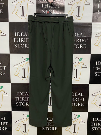 MILLERA |L| WAIST 32| A32| DARK GREEN TIE-WAIST TROUSERS