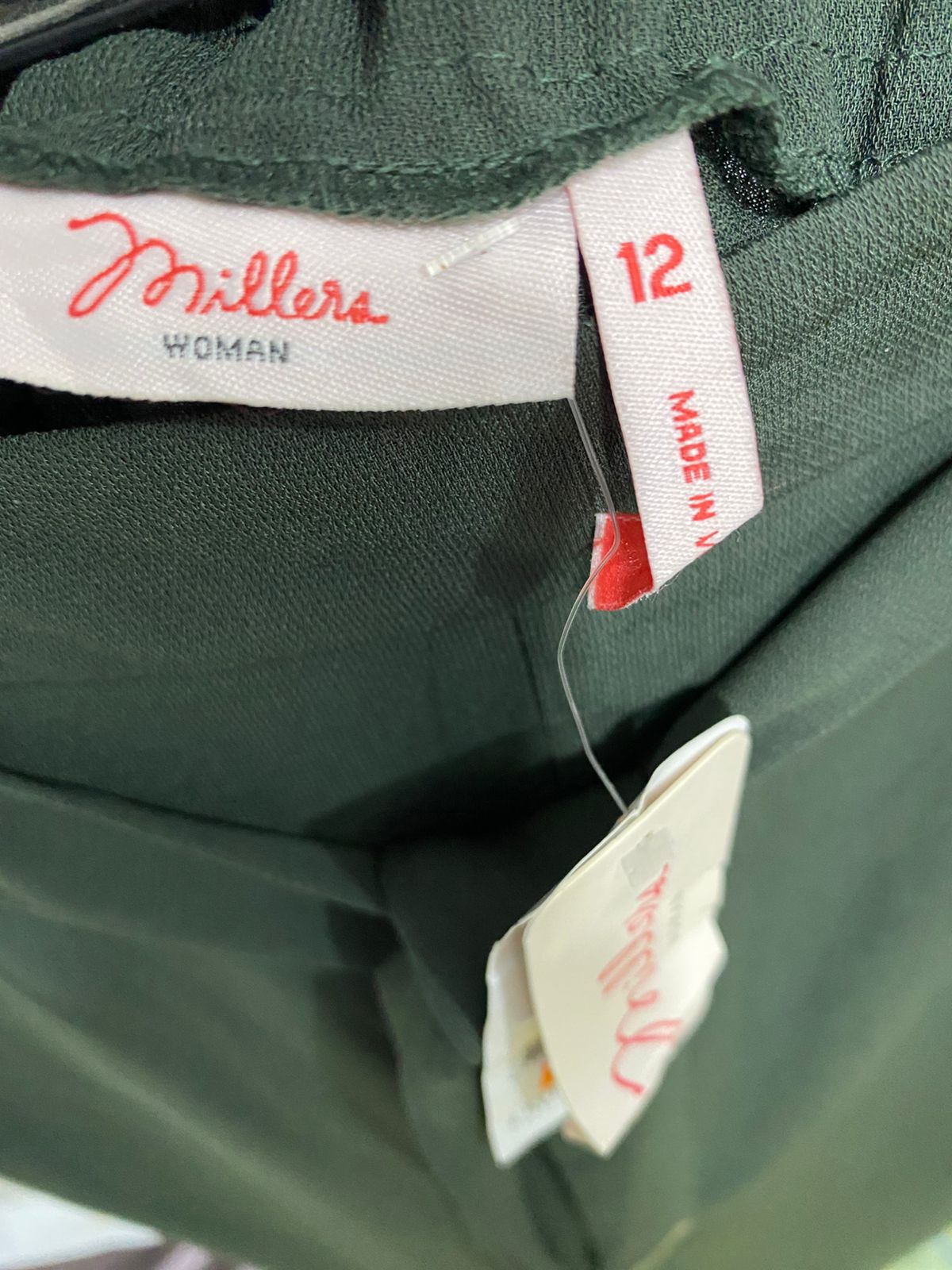 MILLERA |L| WAIST 32| A32| DARK GREEN TIE-WAIST TROUSERS