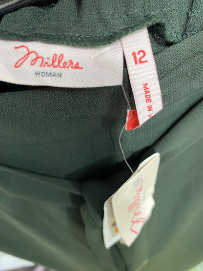 MILLERA |L| WAIST 32| A32| DARK GREEN TIE-WAIST TROUSERS
