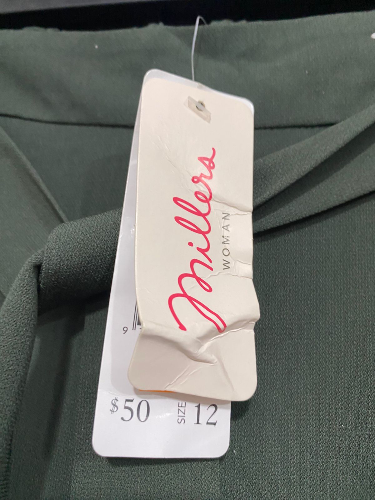 MILLERA |L| WAIST 32| A32| DARK GREEN TIE-WAIST TROUSERS